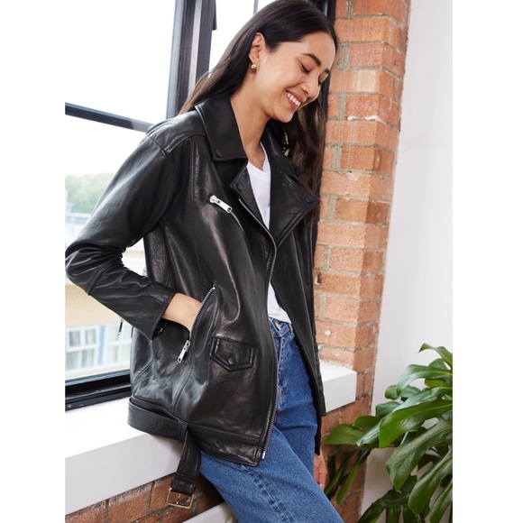 BAUKJEN 'Alma Vegetable Tanned Leather Biker Jacket' in Black - Picture 3 of 15